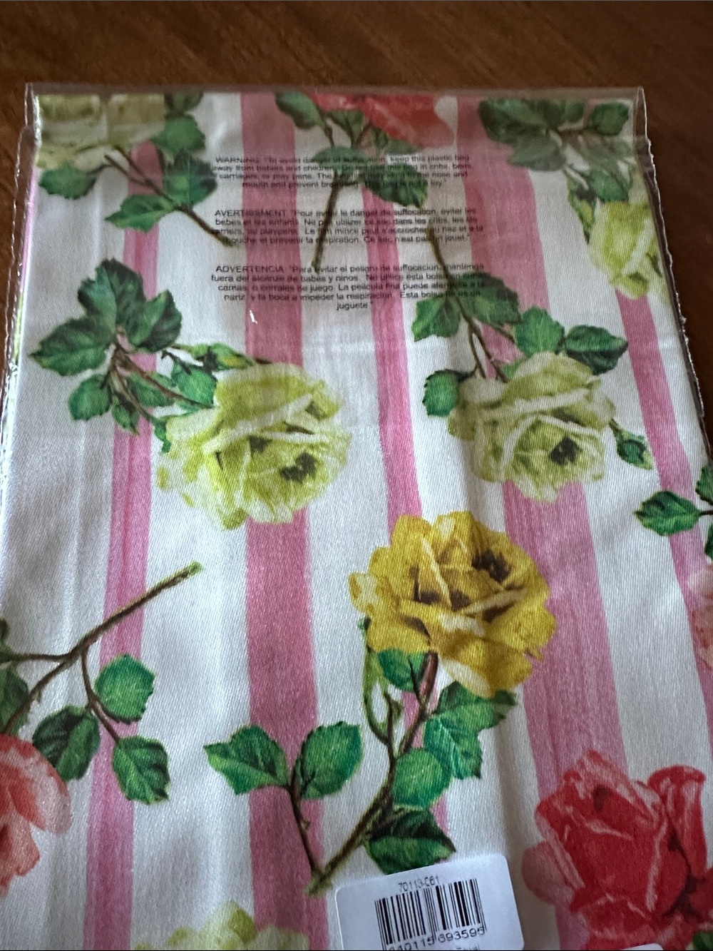 McKenzie-Childs Floral Stripe Dish Towel - Pink & Yellow Roses NWT - Picture 3 of 6